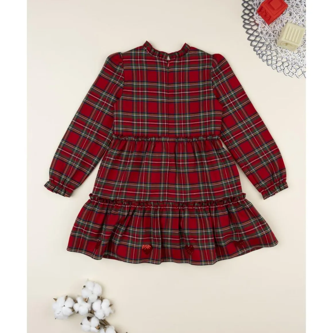 Vestido niña tartán rojo con cremallera trasera
