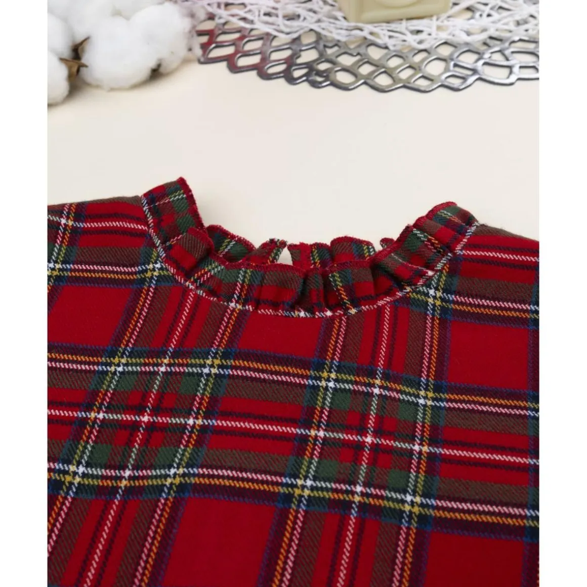 Vestido niña tartán rojo con cremallera trasera