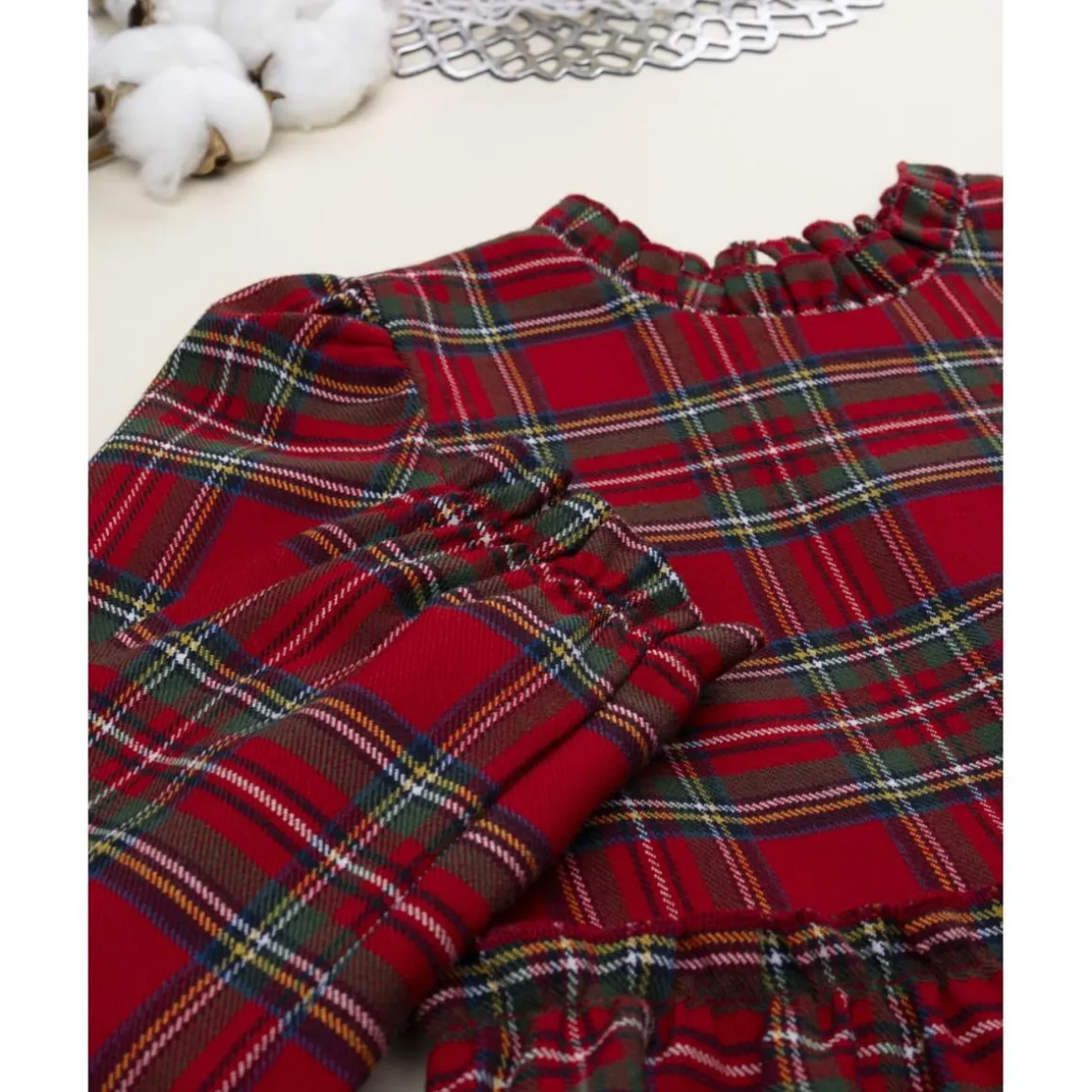 Vestido niña tartán rojo con cremallera trasera