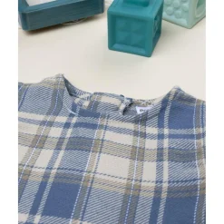 Vestido sin mangas tartán azul y beige para niña
