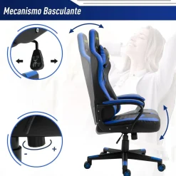 Vinsetto - Silla Gaming azul-negro