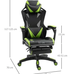Vinsetto - Silla Gaming ergonómica verde-negro