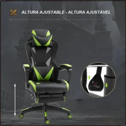 Vinsetto - Silla Gaming ergonómica verde-negro