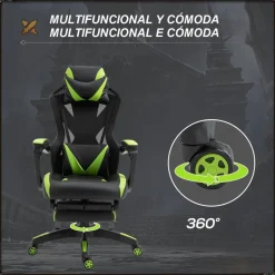 Vinsetto - Silla Gaming ergonómica verde-negro