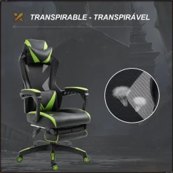 Vinsetto - Silla Gaming ergonómica verde-negro